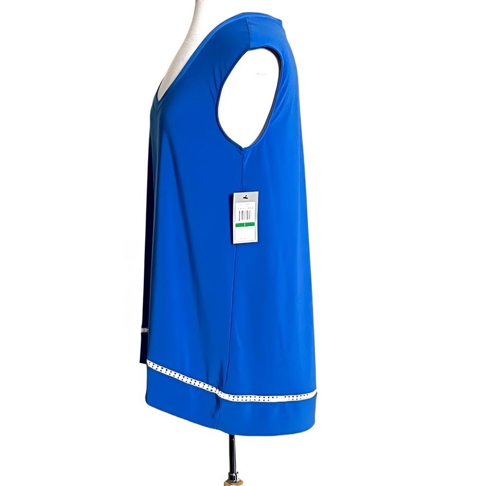 Chaus New York Royal Blue High Low Tunic Sleeveless Tank Top Scoop Neck Large - Picture 5 of 13
